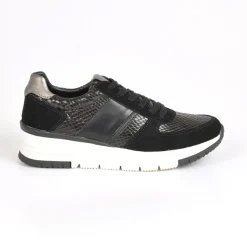 Baskets, Sneakers|STREET LIFE Baskets Avec Effet Reptile Noir