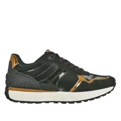 Baskets, Sneakers|STREET LIFE Baskets Compensees Femme Noir Et Dore
