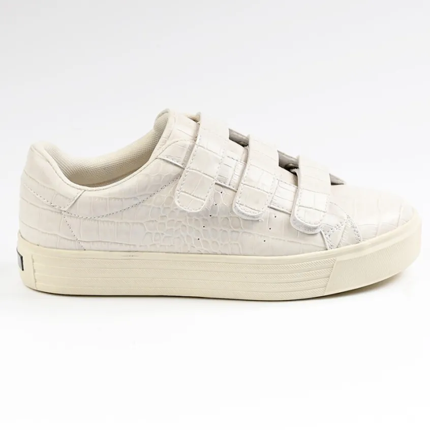 Baskets, Sneakers|STREET LIFE Baskets Femme Avec Effet Croco Blanc