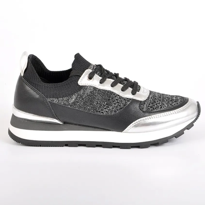 Baskets, Sneakers|STREET LIFE Baskets Femme Bi-Matieres Noir