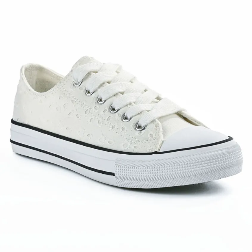 Baskets, Sneakers|STREET LIFE Baskets Femme Dentelle Blanche Broderie Anglaise