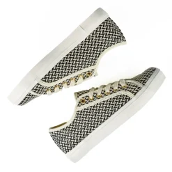 Baskets, Sneakers|STREET LIFE Baskets Femme Effet Tisse Noire Et Blanche