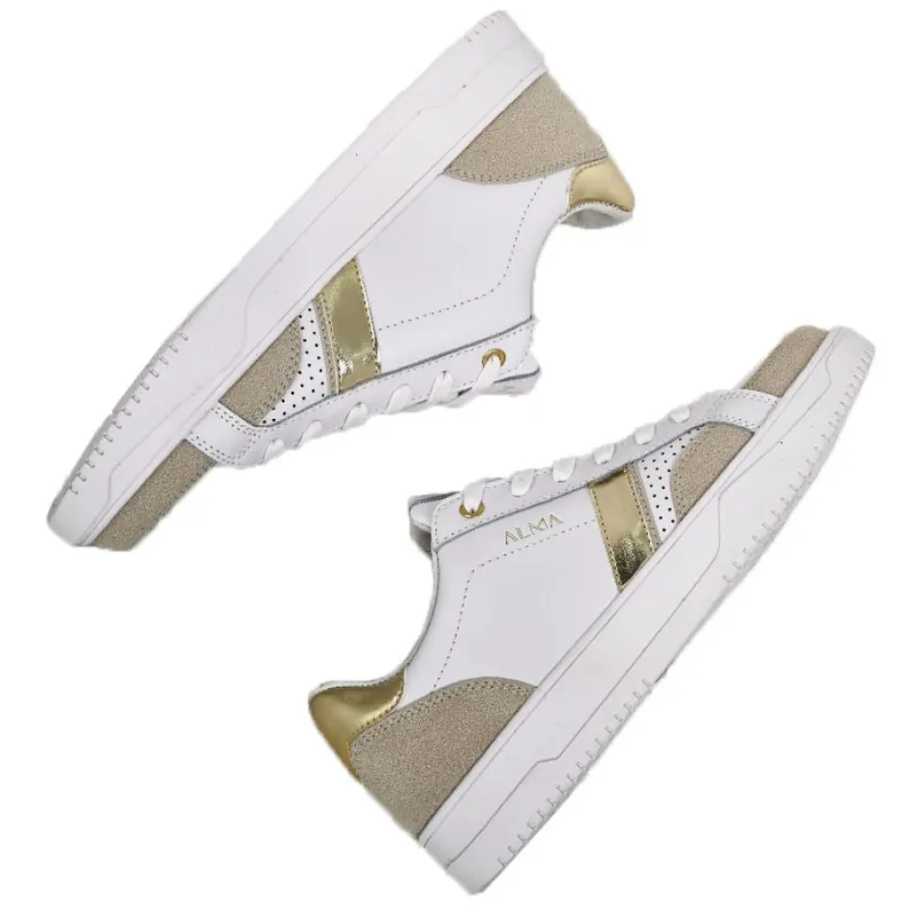 Baskets, Sneakers|ALMA Baskets Femme En Cuir Blanc
