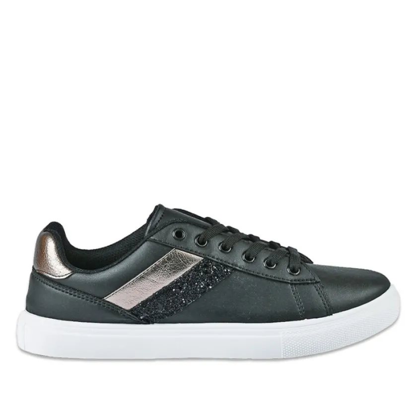 Baskets, Sneakers|STREET LIFE Baskets Femme Noir A Paillettes