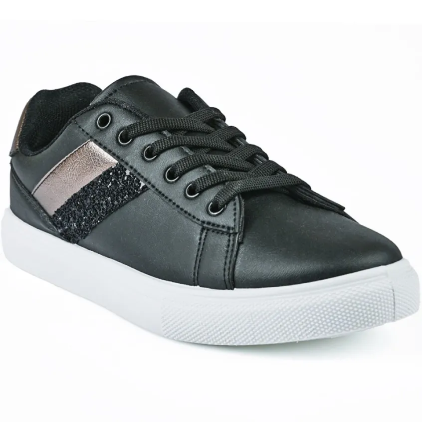 Baskets, Sneakers|STREET LIFE Baskets Femme Noir A Paillettes