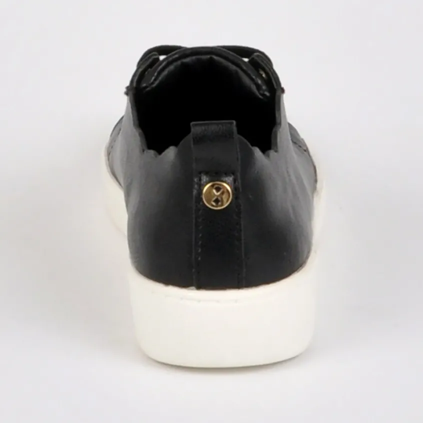 Baskets, Sneakers|STREET LIFE Baskets Femme Noir Effet Cuir
