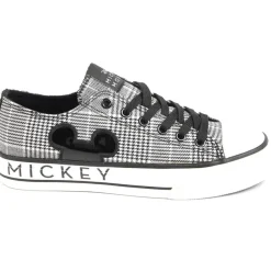 Baskets, Sneakers|MICKEY Baskets Femme Toile Motif Prince De Galles