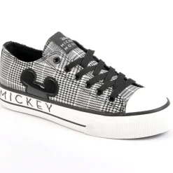 Baskets, Sneakers|MICKEY Baskets Femme Toile Motif Prince De Galles