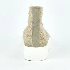 Baskets, Sneakers|STREET LIFE Baskets Montantes Femme Beige Effet Moumoute