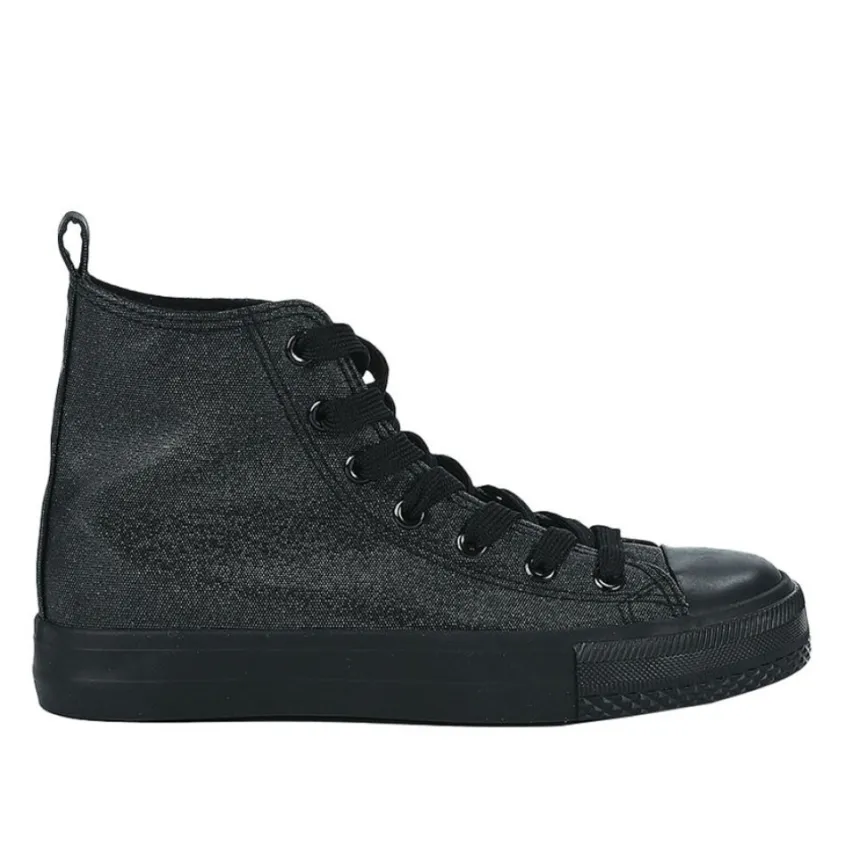 Baskets, Sneakers|STREET LIFE Baskets Montantes Femme En Toile Noire