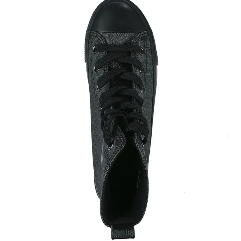 Baskets, Sneakers|STREET LIFE Baskets Montantes Femme En Toile Noire