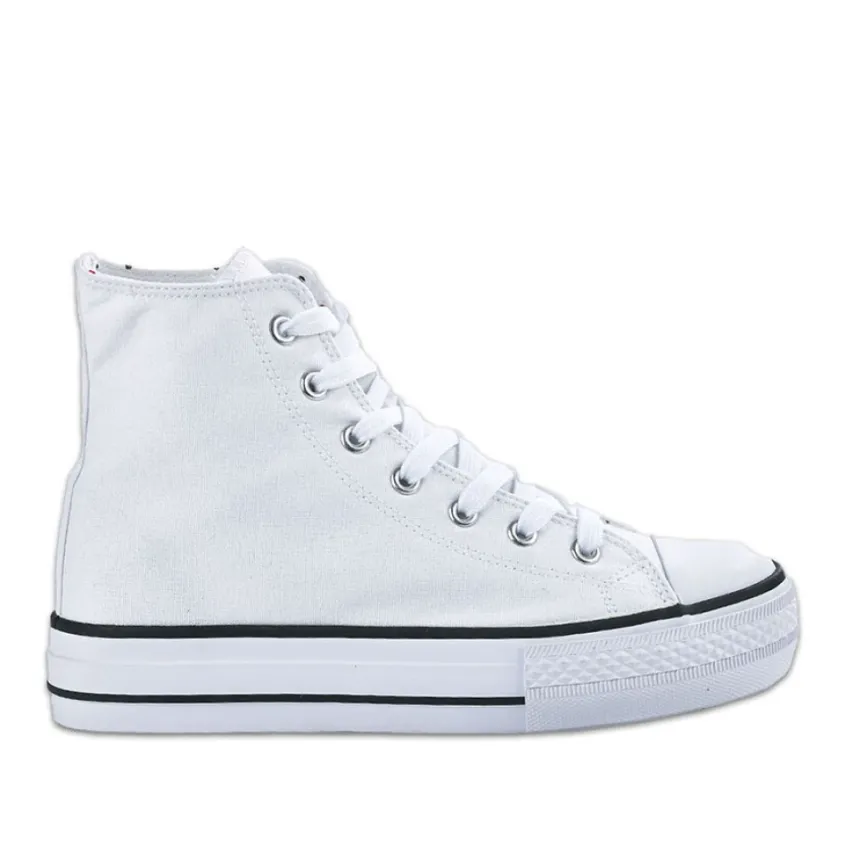 Baskets, Sneakers|STREET LIFE Baskets Montantes Femme En Toile Blanche