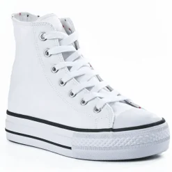 Baskets, Sneakers|STREET LIFE Baskets Montantes Femme En Toile Blanche