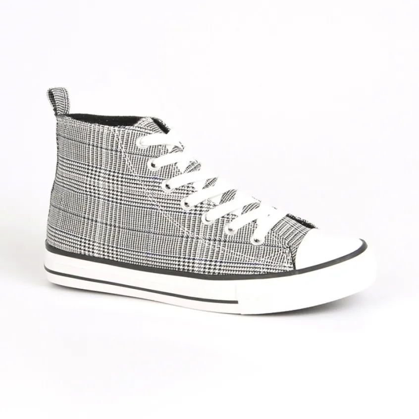 Baskets, Sneakers|STREET LIFE Baskets Montantes Femme Motif Prince De Galles