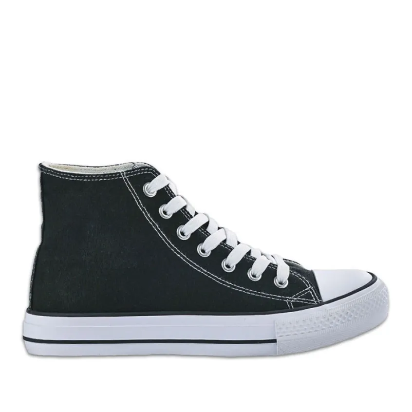 Baskets, Sneakers|STREET LIFE Baskets Montantes Femme Toile Noire