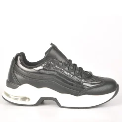 Baskets, Sneakers|GIRL TIME Baskets Sneakers Bi-Matieres Noir
