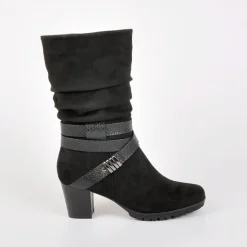 Chaussures Confort|SCALINA Bottes A Talons Avec Brides Chevilles Noir