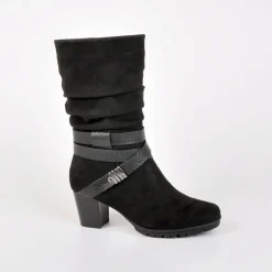 Chaussures Confort|SCALINA Bottes A Talons Avec Brides Chevilles Noir