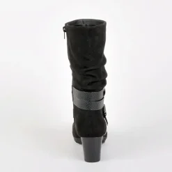 Chaussures Confort|SCALINA Bottes A Talons Avec Brides Chevilles Noir