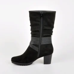 Chaussures Confort|SCALINA Bottes A Talons Avec Brides Chevilles Noir