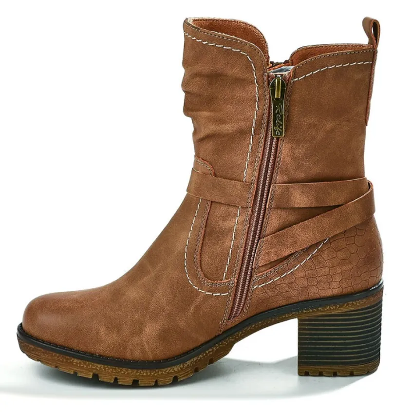 Chaussures Confort|RELIFE Bottines A Talons Femme Marron