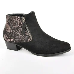 Chaussures Confort|SCALINA Bottines A Talons Motifs Papillons Noir