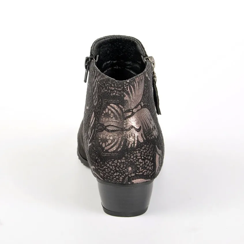 Chaussures Confort|SCALINA Bottines A Talons Motifs Papillons Noir