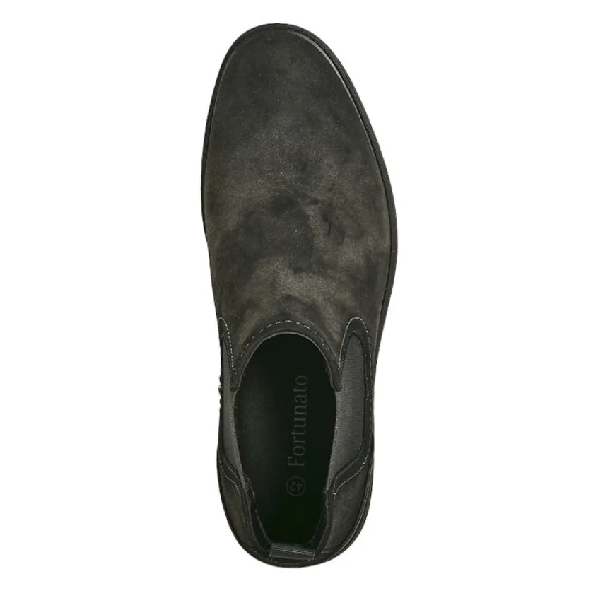 Boots, Bottines|FORTUNATO Bottines Chelsea Homme Noir Semelle Crantee