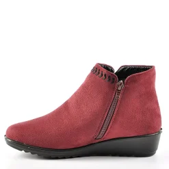 Chaussures Confort|LADY CONFORT Bottines Compensees Aspect Velours Bordeaux