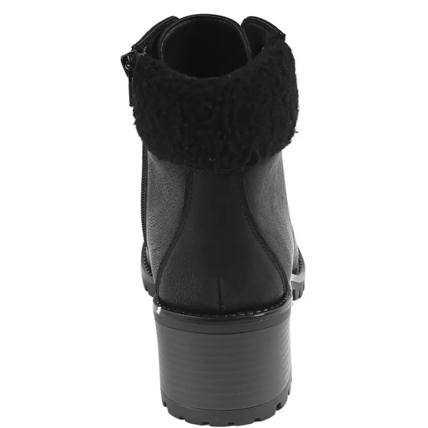 Boots, Bottines|VICE VERSA Bottines Femme A Talons Avec Col Fausse Fourrure Noir