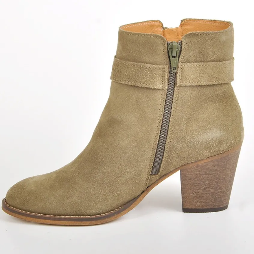 Boots, Bottines|TIPO ALTO Bottines Femme A Talons Style Western Kaki