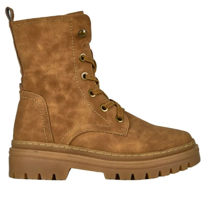 Boots, Bottines|OUTSHOES Bottines Plates Femme Marron A Semelle Crantee