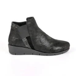 Chaussures Confort|LADY CONFORT Bottines Plates Semelles Souples Noir