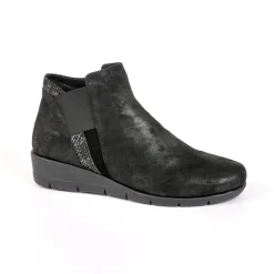 Chaussures Confort|LADY CONFORT Bottines Plates Semelles Souples Noir
