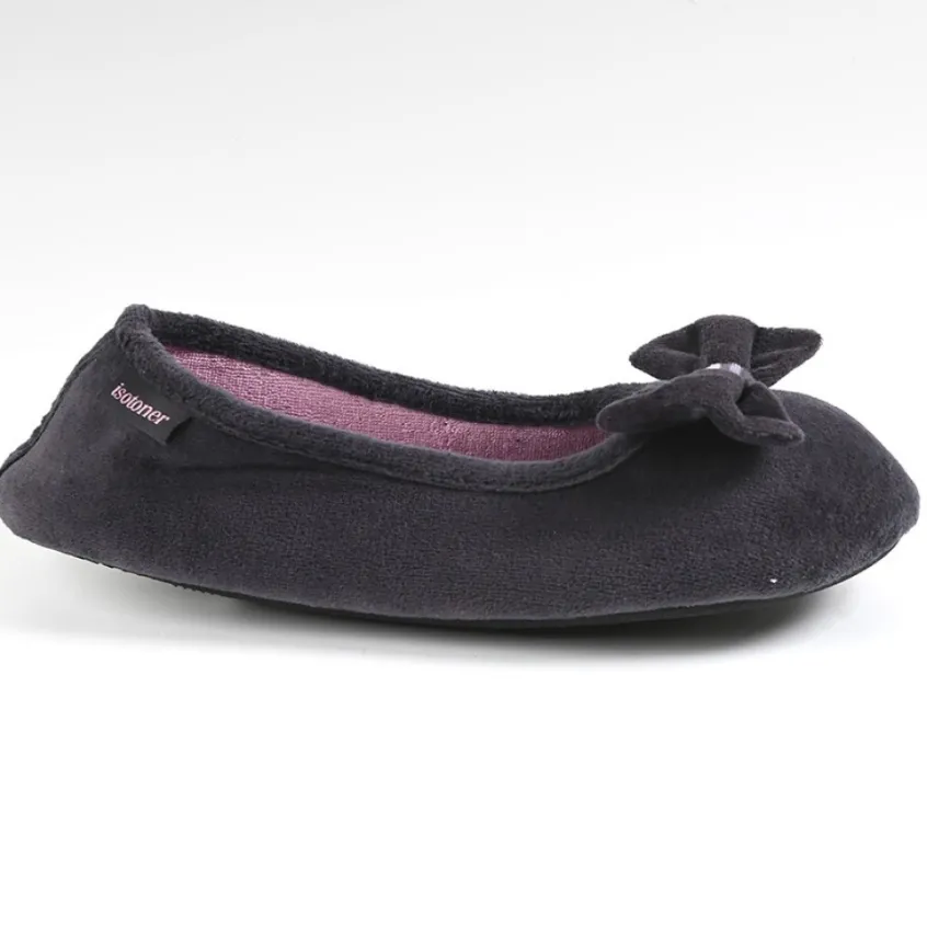 Chaussons|ISOTONER Chaussons Femme Avec Noeuds Gris