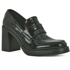 Mocassins|MASCARA Mocassins A Talon Carre Femme Vernis Noir