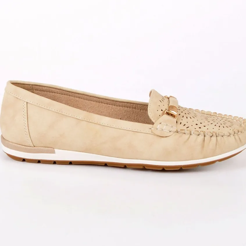 Chaussures Confort|SCALINA Mocassins Femme Beige