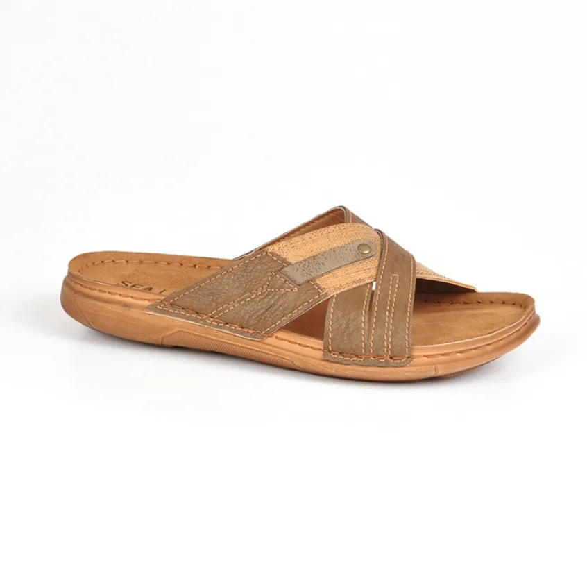 Mules, Tongs|SEALINE Mules Homme Bi-Matieres Cuir Marron