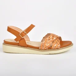 Chaussures Confort|SCALINA Sandales Compensees Camel