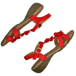 Chaussures Confort|SCALINA Sandales Confort A Talons Femme Rouge A Fleurs
