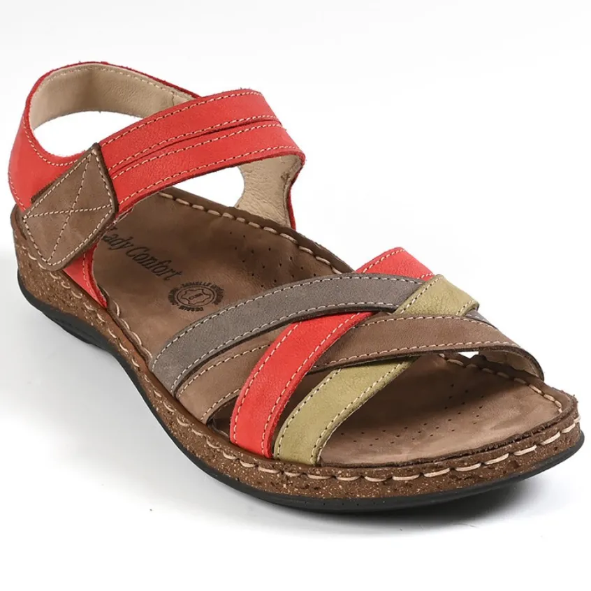 Chaussures Confort|LADY CONFORT Sandales Plates Femme Multicolore