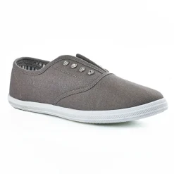 Baskets, Sneakers|STREET LIFE Tennis Femme En Toile Grise A Strass